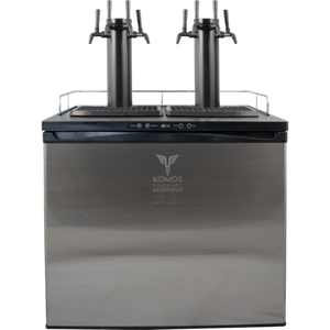 KOMOS® Double-Wide Kegerator with Nuka Tap Matte Black Stainless Faucets