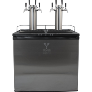 KOMOS® Double-Wide Double Tower Kegerator with Flow Control Nuka Tap Stainless Faucets