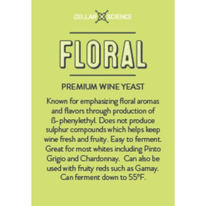 CellarScience® FLORAL Dry Wine Yeast Happy Hops Home Brewing 