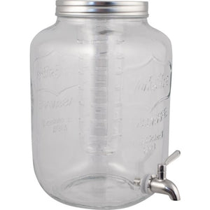 Glass Beverage Dispenser with Infuser and Stainless Spigot - 8L / 2.1 gal. Brewmaster 