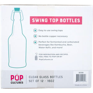 Swing Top Bottles - 16 oz Clear (Qty 12) Brewmaster 