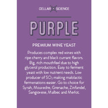 Load image into Gallery viewer, CellarScience® PURPLE Dry Wine Yeast Brewmaster 
